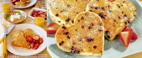 Pancakes en Forme de Cœur pour un Petit-Déjeuner de Saint-Valentin