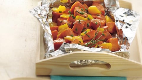 Papillote de Patates Douces et de Poivron Grillés