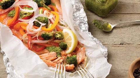 Papillote de Truite Saumonée au Pesto