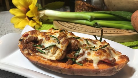Patate Douce Farci de Poulet et Fromage