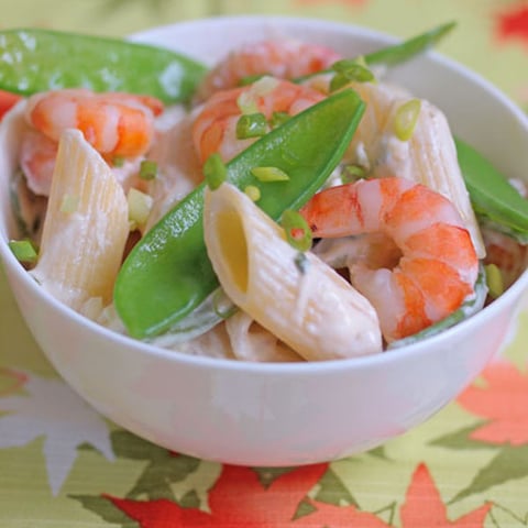 Pâtes aux Crevettes et aux Pois Gourmands