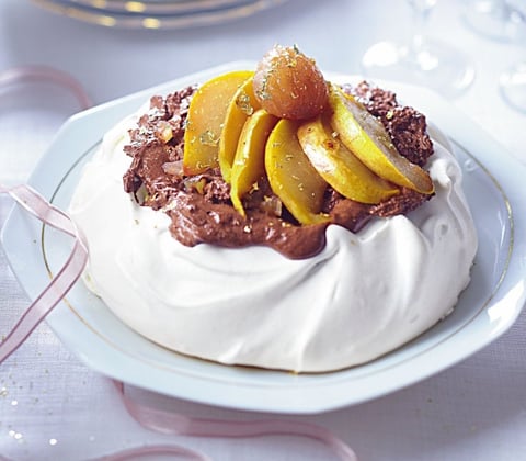Pavlova Choco Poires Marrons