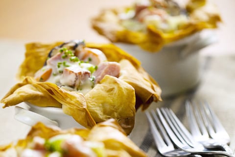 PHYLLO DE JAMBON ET BÉCHAMEL AUX LÉGUMES