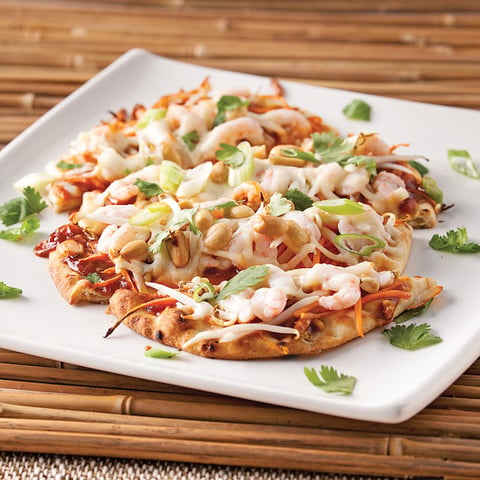 Pizza «pad thaï» aux Crevettes Nordiques