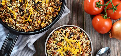 POÊLÉE DE BŒUF, DE RIZ ET DE QUINOA À LA MODE DU SUD-OUEST