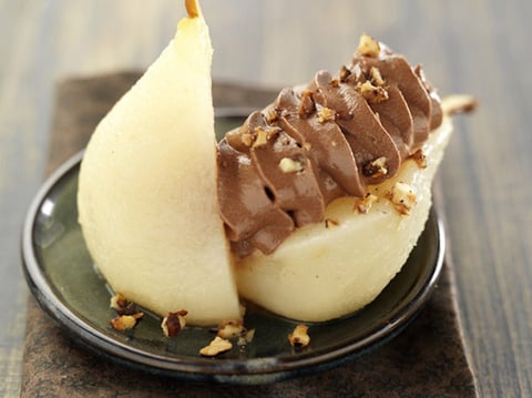 Poires Pochées au Sirop D'érable Chantilly Choco Caramel