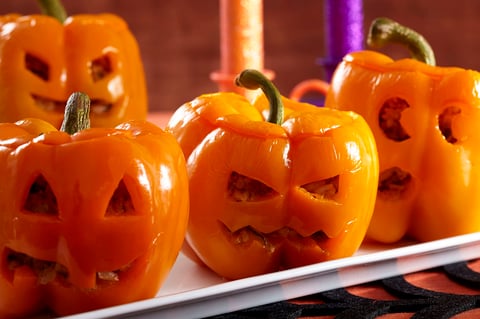 Poivrons Farcis « Citrouille D’Halloween »