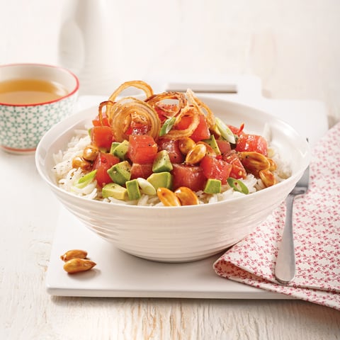 Poke Bowl au Thon et Échalotes Frites
