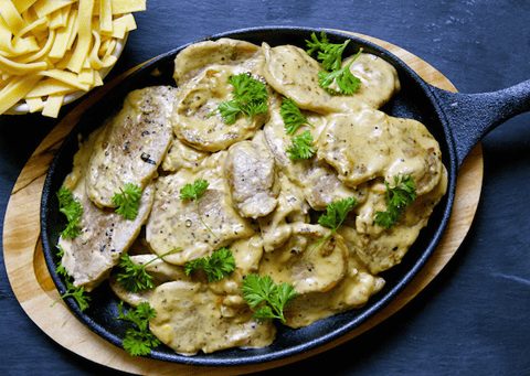 PORC À LA CRÈME ET ÉCHALOTES FRANCAISES