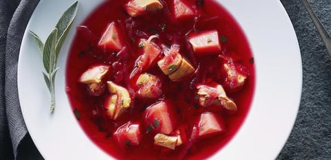 Potage aux Betteraves Pommes de Terre et Poulet