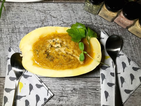Potage à la Courge Spaghetti Brocoli et Carotte