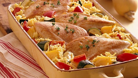 Poulet au Four et Riz avec Légumes D'automne