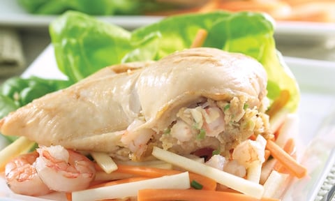 POULET AUX CREVETTES ET AU BRIE