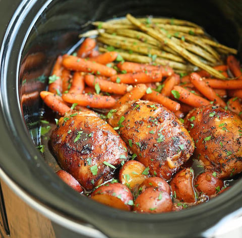 Poulet et Légumes dans une Sauce Miel et Ail à la Mijoteuse