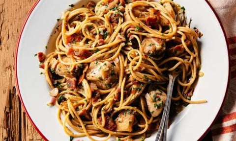 POULET ET PÂTES ALLA CARBONARA