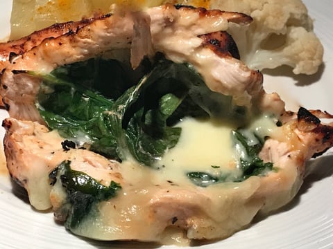 Poulet Farci au Fromage et aux Épinards