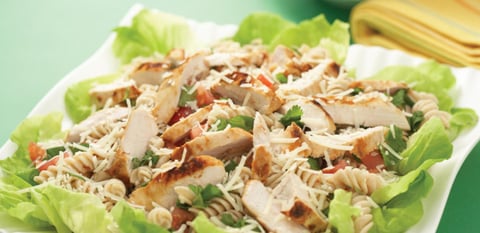 Poulet Grillé avec Salade de Pâtes Chaude aux Cinq Herbes