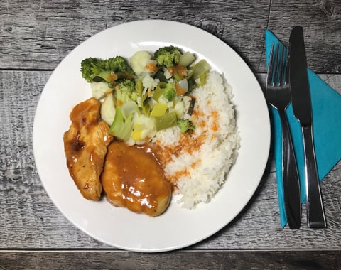 Poulet Mariné Légumes et Riz