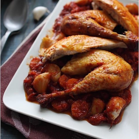 Poulet Rôti à L’ail, Tomates et Sirop D’érable