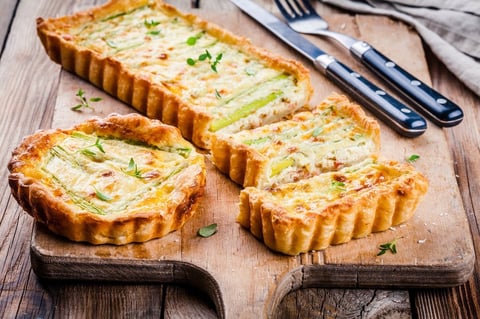 Quiche au Saumon Fumé, Asperges et Ricotta