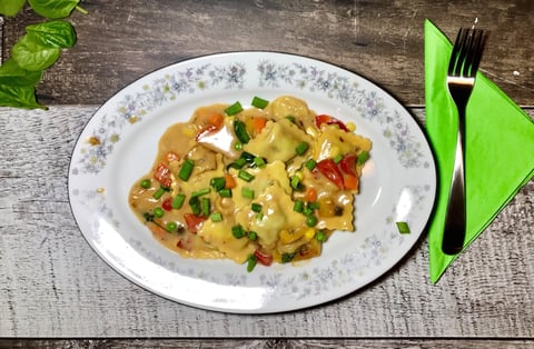 Raviolis Crème Champignons et Légumes