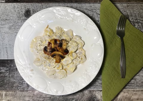 Raviolis Crème de Champignons et Champignons Rôtis