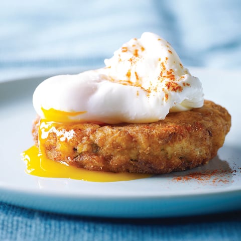 Galettes de Hachis de Poulet aux Oeufs Pochés