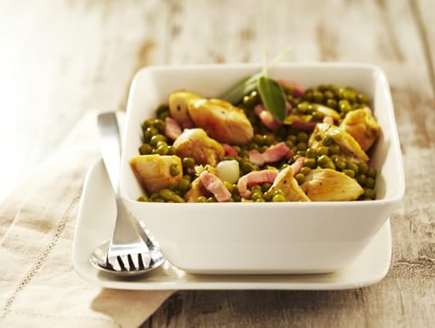 Poulet aux Petits Pois et aux Lardons