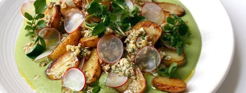 Pommes de Terre Rôties Estragon Amandes et Sauce au Cresson