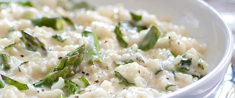 Risotto aux Asperges, à la Menthe et au Fromage de Chèvre