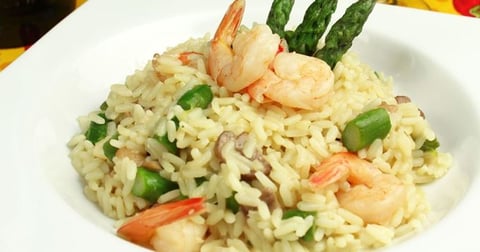 Risotto aux Asperges, Crevettes et Champignons