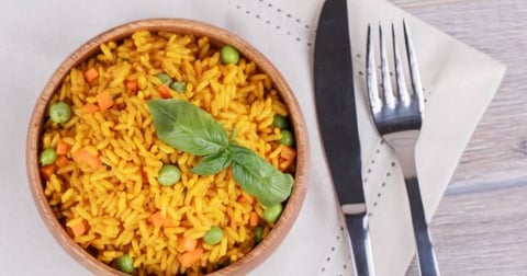 Riz au Curry, Champignons et Petits Pois