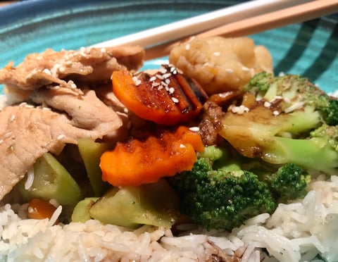 Riz Basmati, Légumes et Porc