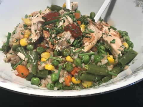 Riz Jasmin, Légumes et Poulet