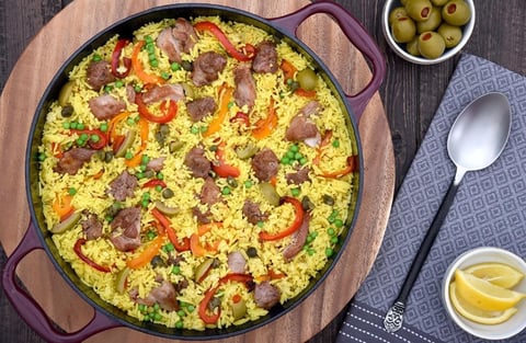 Riz Pilaf à L'espagnole avec Dindon