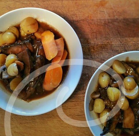 Rosbif de Palette de Boeuf aux Champignons & Vin Rouge