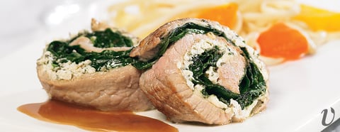 ROSETTES DE VEAU DE LAIT DU QUÉBEC AU FROMAGE ET AUX ÉPINARDS