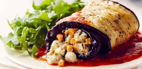 Rouleaux de Poulet Farcis aux Aubergines Rôties