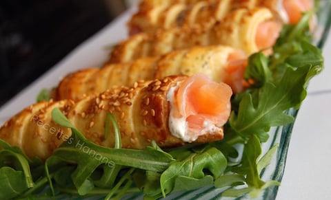 Rouleaux Feuilletés au Saumon Fumé
