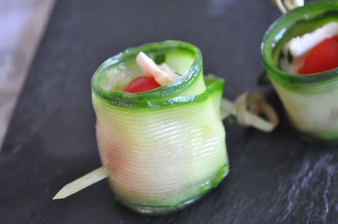 Bouchées Apéritives : Roulés de Concombre au Chèvre