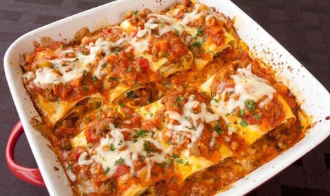 Roulés de Lasagne au Bœuf et Chou Vert