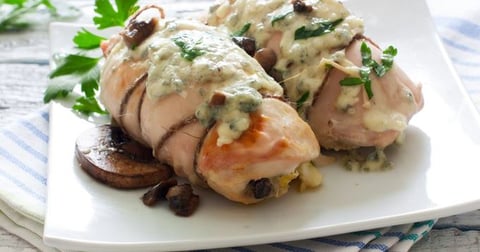 Roulés de Poulet et Jambon Farcis, Sauce Foie Gras