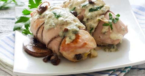 Roulés de Poulet et Jambon Farcis, Sauce Foie Gras