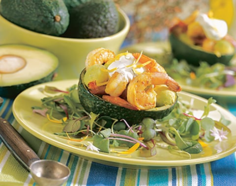 Salade d’avocats et de Crevettes Épicées
