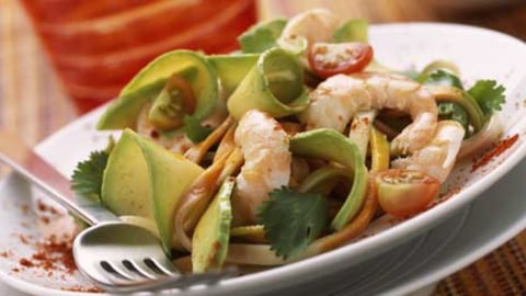 Salade D'avocats et Pamplemousses aux Crevettes