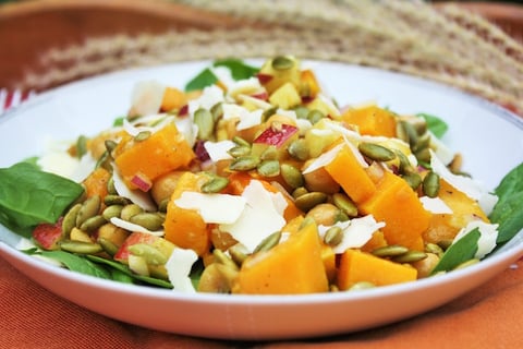 Salade de Courge Rôtie, Pomme et Pois Chiche