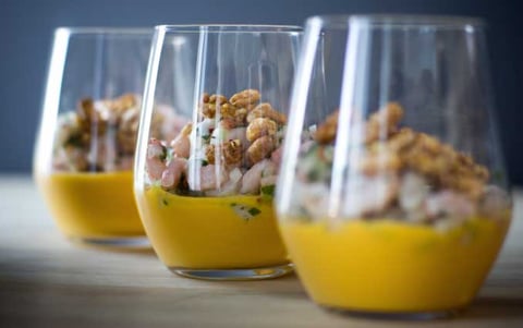 Salade de Crevettes et Purée de Carottes
