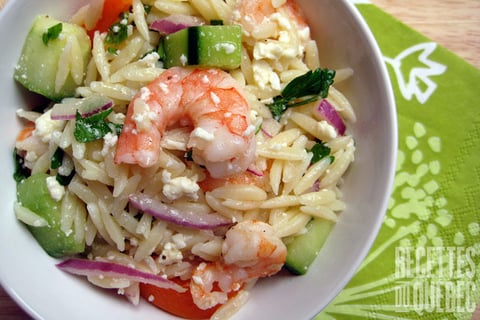 Salade de Crevettes Grillées et D'orzo