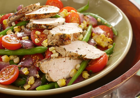 Salade de Dindon, Haricots Verts, Mais et Tomates