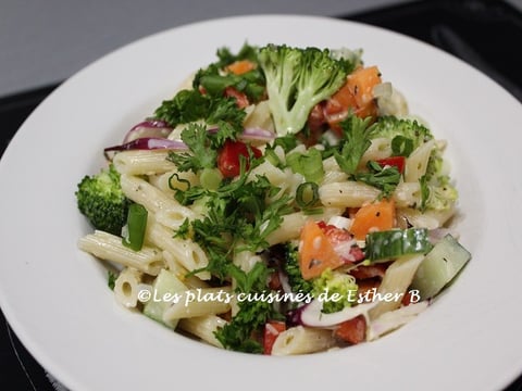 Salade de Pâtes aux Légumes avec Vinaigrette Italienne Crémeuse